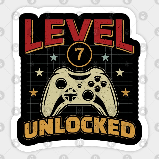 7th Birthday Level 7 Unlocked Video Game Gamer Sticker by aneisha